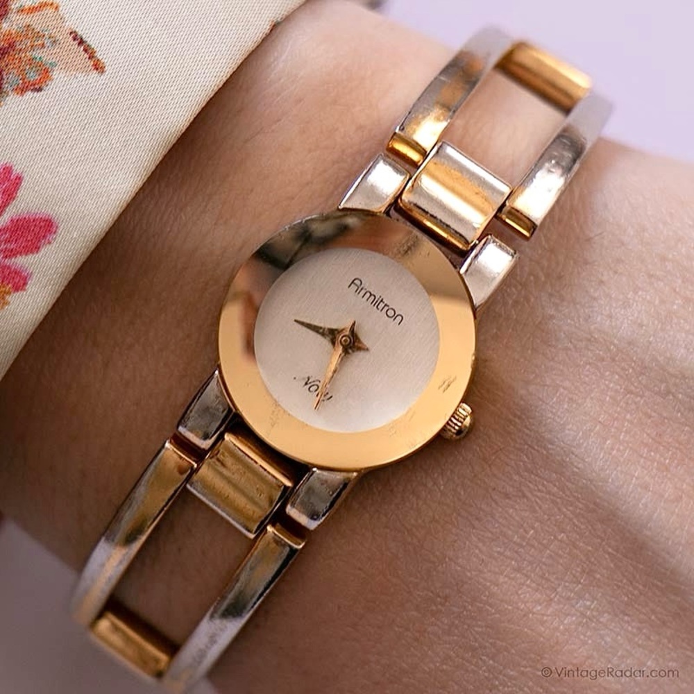 ARMITRON NOW Vintage Minimalistic Two Tone Stainless Steel Quartz Wrist Watch